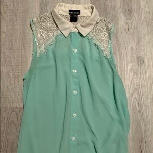 —SOLD— Pretty button-up laced shirt with collar